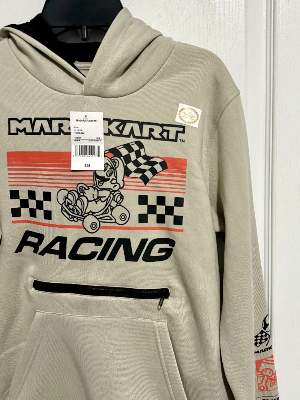 Mario Kart Nintendo Boys Kids Sand Long Sleeve Pullover Hoodie Sweatshirt, L XL